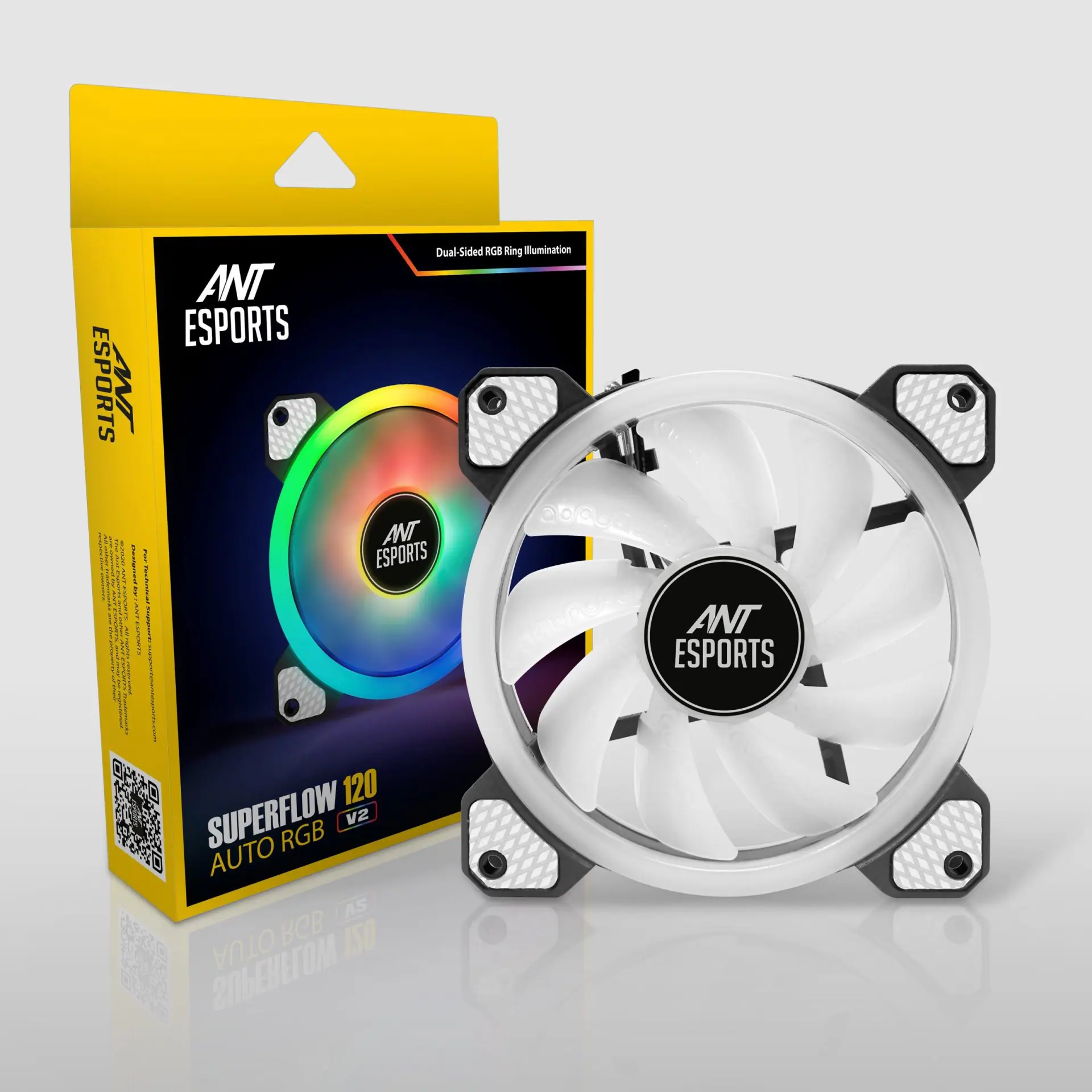 Ant Esports Cabinet Fan White Superflow V2 120mm Auto RGB